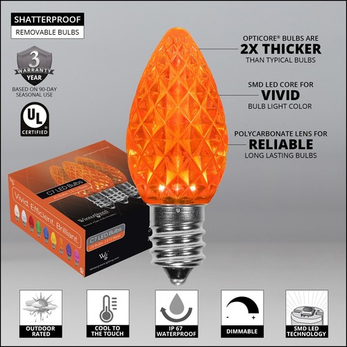 25 C7 LED Shatterproof Christmas Lights Unbreakable OptiCore Replacement Bulbs - Picture 43 of 44
