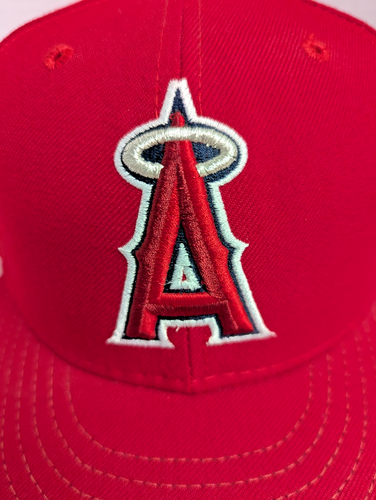Anaheim Angels Red Baseball Hat Cap New Era 59fifty Size 8 Fitted MLB USA Made - Picture 2 of 11