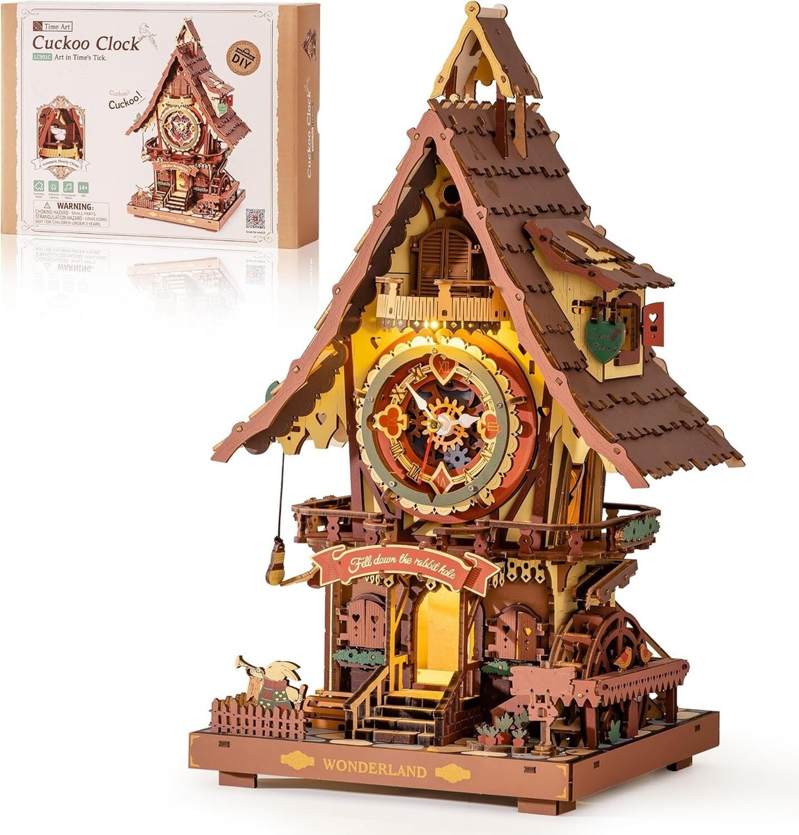 ROKR Cuckoo Clock 3D Wooden Puzzle Mechanical DIY Model Kit for