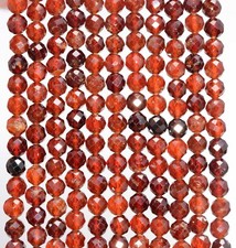4MM HESSONITE GARNET GEMSTONE GRADE AAA MICRO FACETED ROUND LOOSE BEADS 15.5"