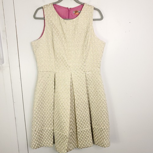 Eliza J Kleid Damen 16 Champagner Circle Fit Flare Strukturiert Reißverschluss hinten Bescheiden