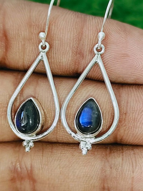 Labradorita Pendiente 925 Plata de Ley Pendientes Hecho a Mano Mujeres Labradorita Pendiente 925 Plata de Ley Pendientes Hecho a Mano Mujeres