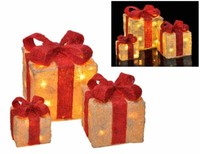 3Er Set Beleuchtete Geschenkboxen Geschenke Box Weihnachten Deko Lampe Beige