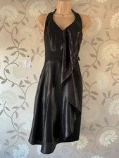 karen millen 10 black dress Short fitted bodycon wiggle Halter Party Evening FAB