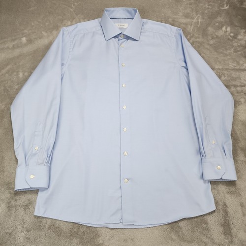 Eton Shirt Mens 16 41 Blue Herringbone Signature Twill Contemporary Dress Formal