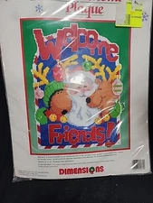 Dimensions Vintage Santa's Welcome Plaque Plasticpoint KIT 9082 Cross Stitch
