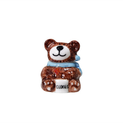 1:12 Dollhouse Miniature Ceramic Bear Cookie Jar Candy Jars Decora Accessories