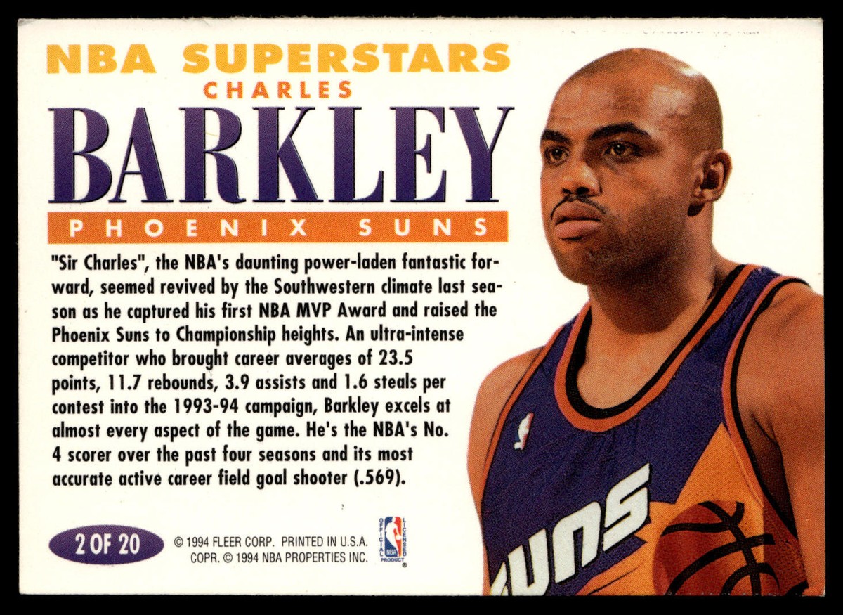 1993-94 Fleer Charles Barkley #2 NBA Superstars Phoenix Suns | eBay