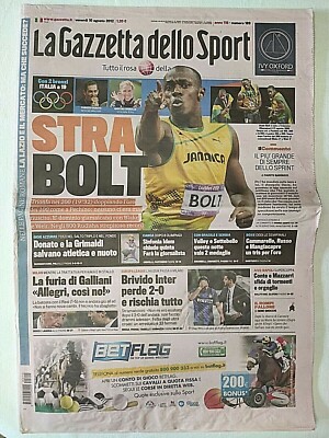 GAZZETTA DELLO SPORT 10. August 2012 London Olympia: Usain Bolt Gold 200 m