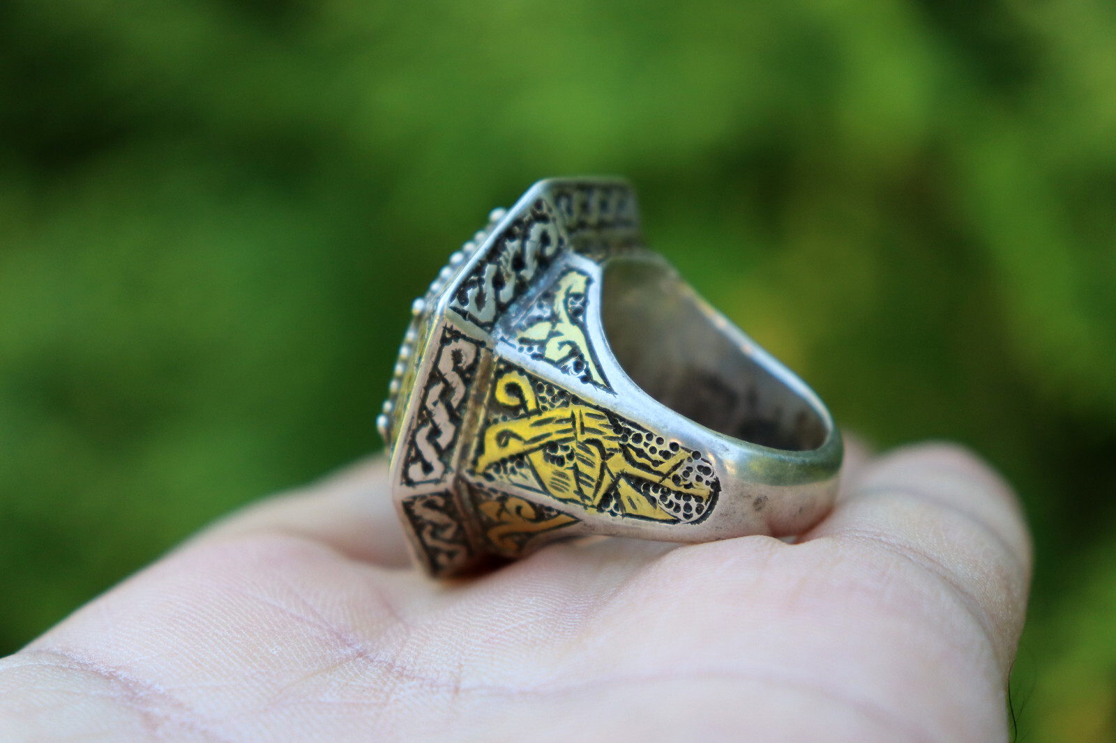 Orient Turkmen solid silver hematite signet ring … - image 12