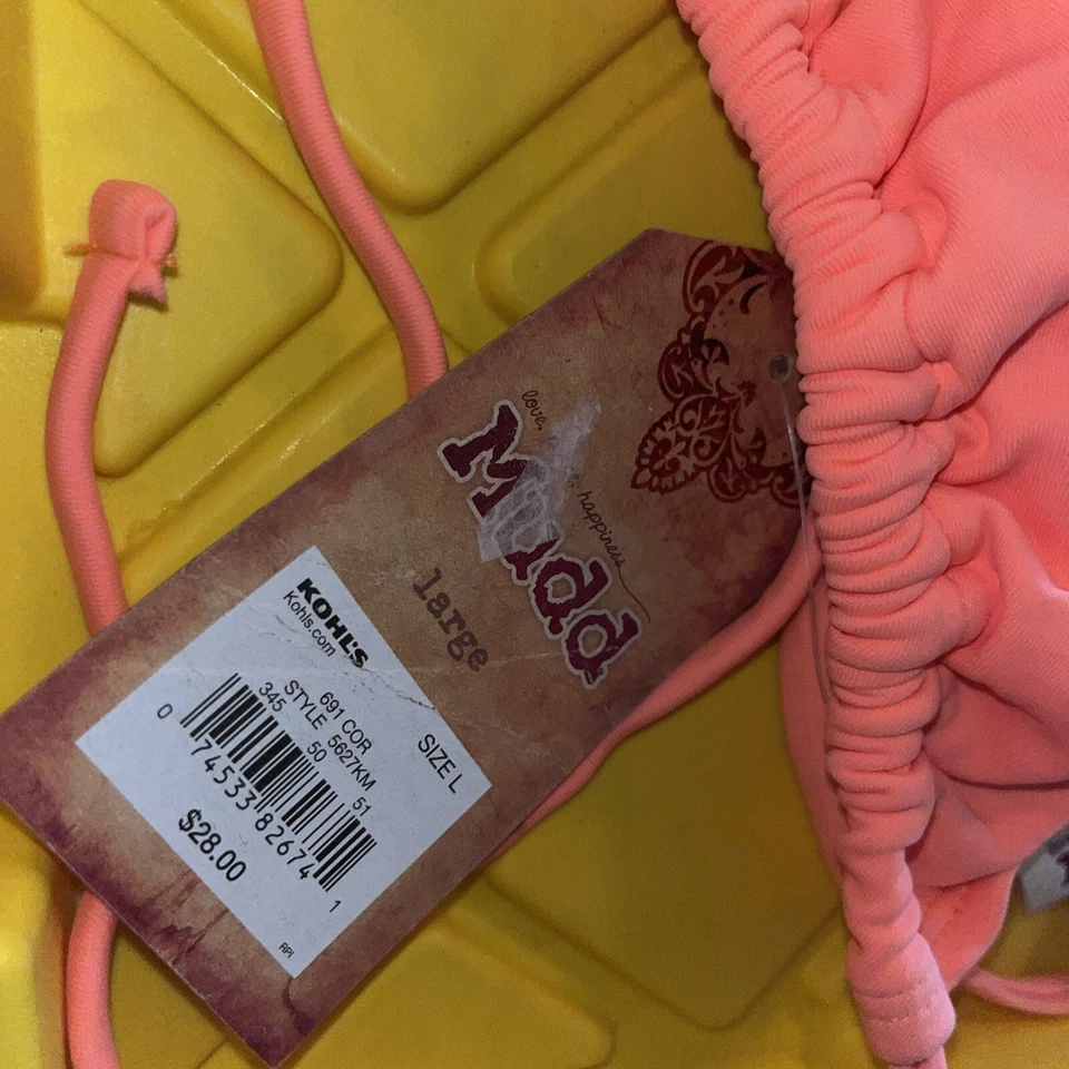 MUDD Brand Swim Separates Bikini Top Piece Swimsuit Tie Back Bright Large Neon L - Изображение 3 из 4