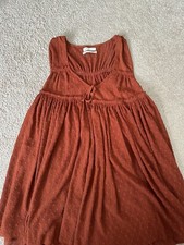 Urban outfitters XS Pleated Heart Frock Dress In Dark Orange Originally $79.00