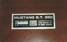 New 1965 Shelby Gt350 Serial Tag New 1965 Shelby Gt350 Serial Tag