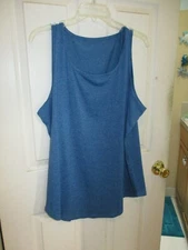 Unbranded Cotton Knit Slate Blue Tank Top Shirt Longer Style U Hem Womens M-L