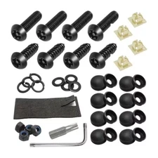 42X Anti Theft License Plate Screws Stainless Steel Bolts Caps Car Fasteners Kit