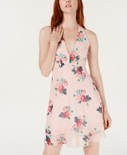 19 Cooper Womens Pink Textured Dots Layered Hem Floral Print A-Line Dress S