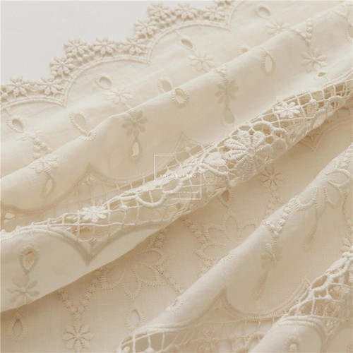 Embroidery Flower Cotton Fabric Eyelets Wedding Dress Crafts Curtain Table Cloth - Picture 12 of 15