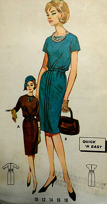 Vtg 60s Business Lunch or Cocktail Bloused Sheath Dress Butterick 2316 Bust  36 | eBay