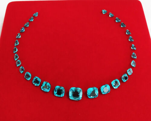 29pcs. CUSHION NEON BLUE PARAIBA LOOSE GEMs FOR NECKLACE SET Luxurious - Picture 6 of 8