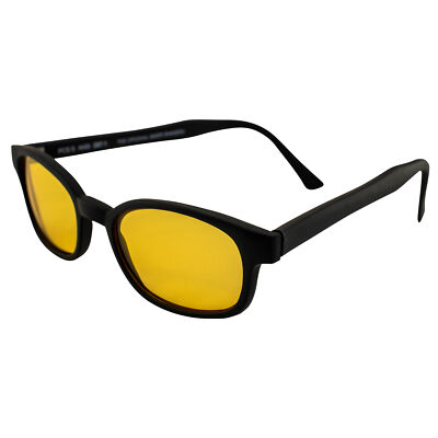 Pacific Coast Sunglasses KDs Biker Sunglasses Black Matte Frame Yellow Lenses