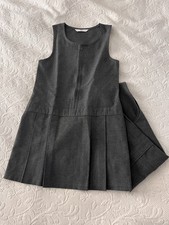 M&S Girls Grey Longer Length Pleated School Pinafore Age 5-6