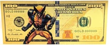 Wolverine Marvel Comics Color $100 Novelty 24K Gold Foil Plated Note Bill XX044