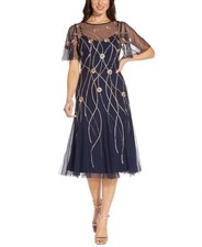 New $249 Adrianna Papell  Women's Knee Length Short Sleeve   Dress A4014