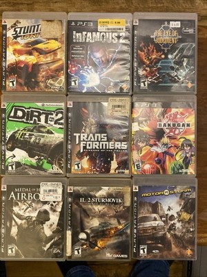 Playstation3 Lot 9 Games. Dirt2, Transformers, Infamous2, Motor Storm