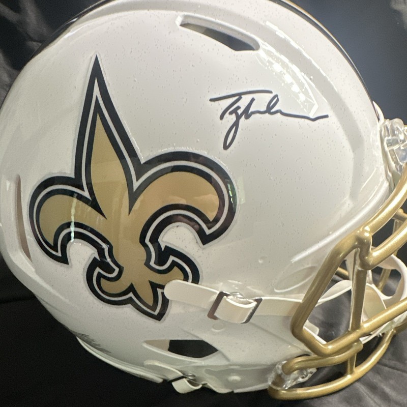 Tyler Shough New Orleans Saints White Authentic Helmet Autographed Fanatics COA