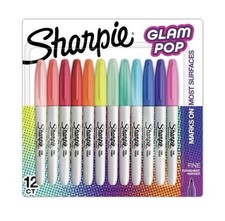 Sharpie Glam Pop Permanent Markers Fine Tip Assorted 12 Pack UK Seller Fast Post