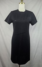 Nina Leonard Women's Little Black Dress Wool Blend Sequin Detail Sz PM Classic