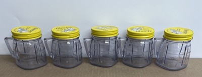 5 Vintage Osterizer Clear Glass Mini-Blend Containers Jars Storage 8oz