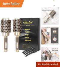 Professional 1.7 2.1 Inch Round Hair Brushes - Ionic Ceramic for Frizz Control