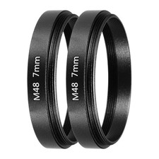 2Pcs 7mm M48 Lens Adapter Ring Extension Tube for Camera and Eyepiece, Black