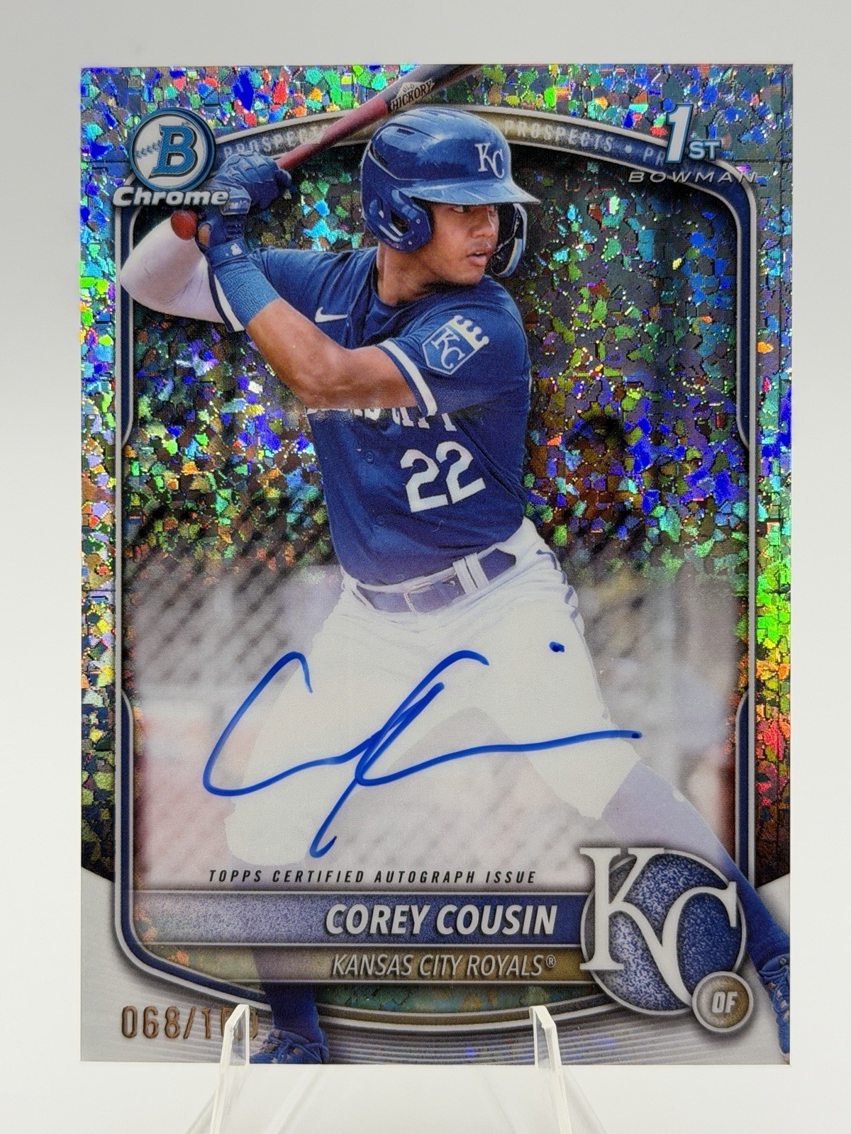 Corey Cousin Kansas City Royals 2025 Bowman Chrome 1st Auto Mini Diamond /100