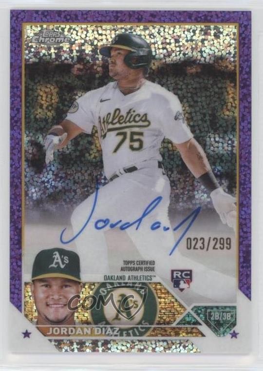 2023 Topps Chrome Rookie Purple Speckle Refractor /299 Jordan Diaz Auto RC 06bg