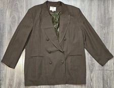 Vintage Clara Clara By Vinette Double Breasted Pinstripe Blazer Brown Women's 22