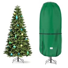 Upright Christmas Tree Storage Cover,Tear Resistant Adjustable Green-9ft