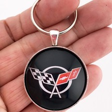 Vintage Chevy C5 Corvette Flag Emblem Wheel Center Cap 1.2" Diameter Keychain