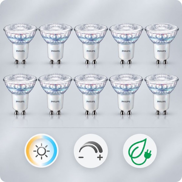 10 X Philips GU10 Corepro Led Spot 4W Wie 50W Dimmbar Aus Glas 2700K Warmweiß-image