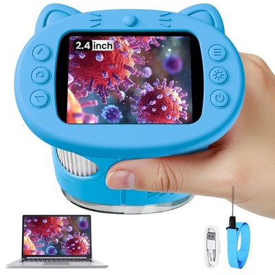 Vorth Microscope for Kids, 2.4 Inch Digital with 1000X Blue