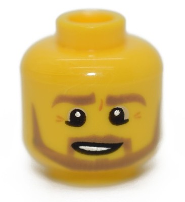 LEGO Minifigure Head Male Dark Tan Beard Smile teeth man eyebrows smirk Jesper