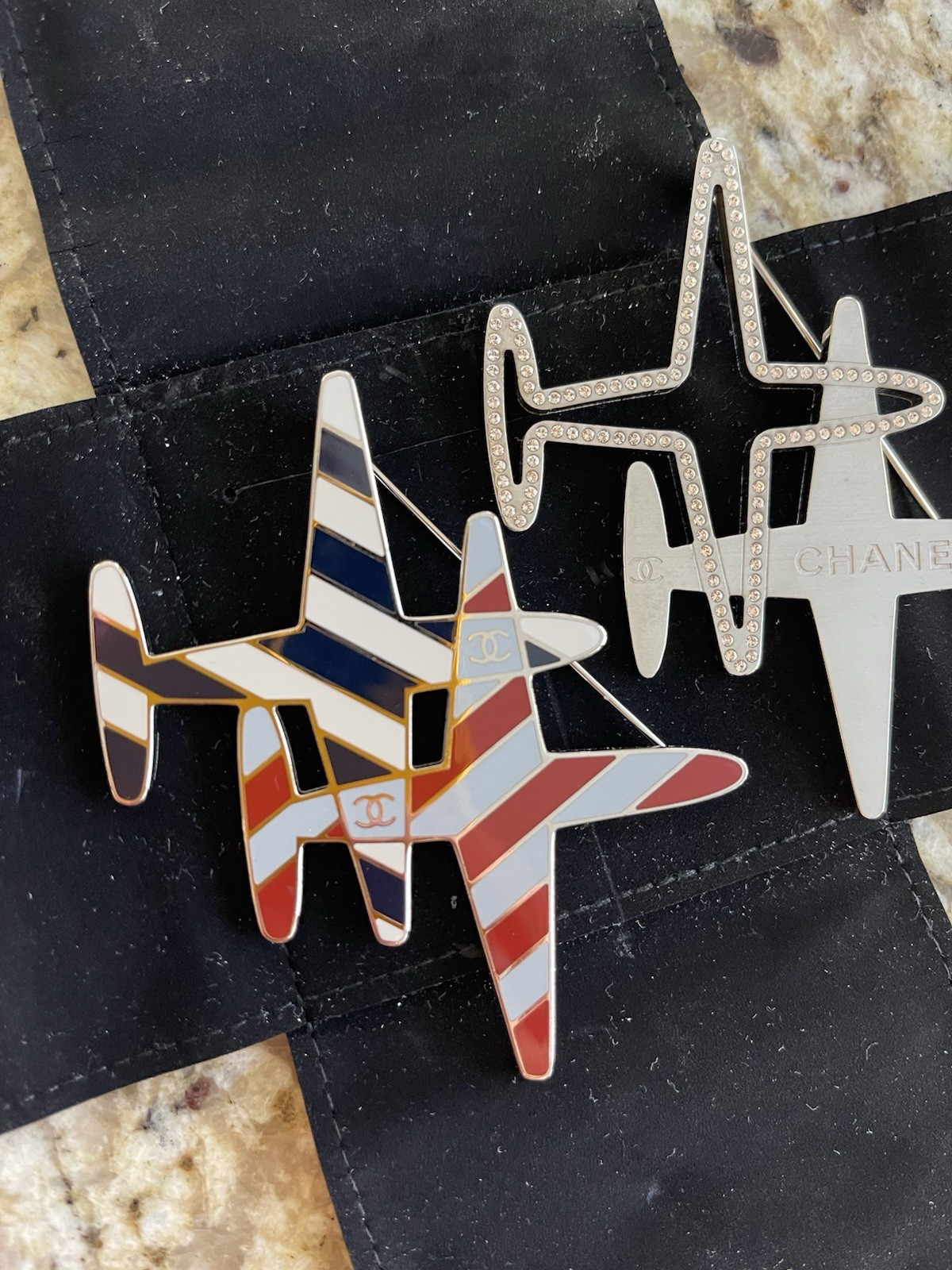 Chanel Airport Collection brooch set of 2 authentic vintage pieces