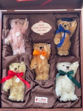 Steiff Japan Limited Baby Bear Set 1994-1998 Plush 5pcs Wooden Box Certificate