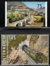 2012 Germany Austria Trains Mittenwald Railway in the Alps MNH joint issue