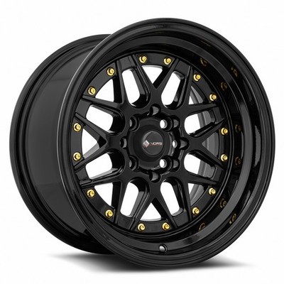 Vors Wheels Rim VR7 15x8 4x100/4x114.3 ET0 73.1CB All Black Gold Rivet