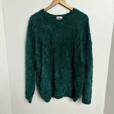 Show Me Your Mumu Feel Good Sweater Medium Emerald Green Fuzzy Eyelash Knit