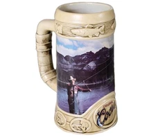 Vintage COORS ORIGINAL Beer Mug Stein Fly Fishing Rocky Mountains Collectible