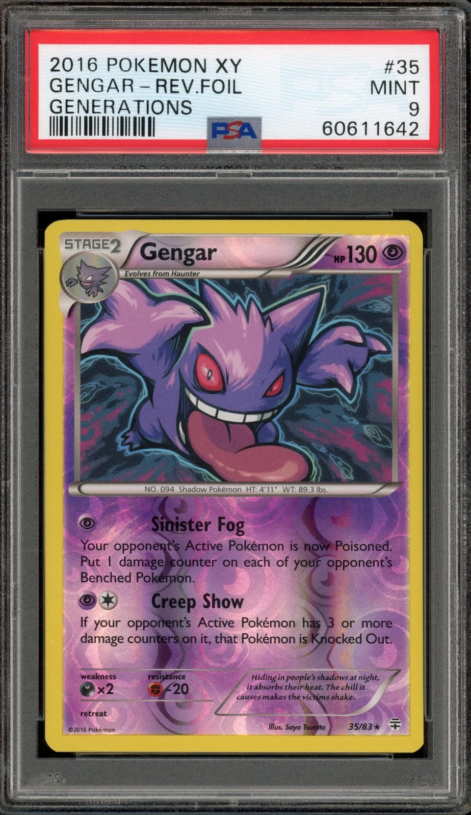 Pokemon Gengar XY Generations Reverse Holo Rare #35 PSA 9 Mint