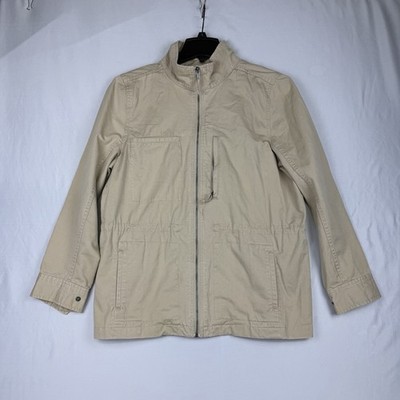 Capture Cotton Beige Denim Style Jacket Size 16 Long Sleeve Pockets